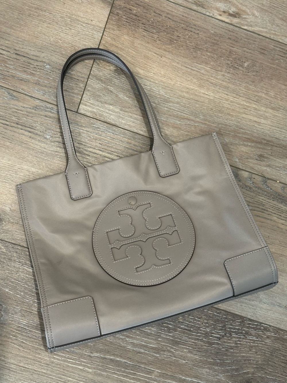 Tory Burch Ella Nylon Tote Bag Medium, Grey Heron Color, EUC!